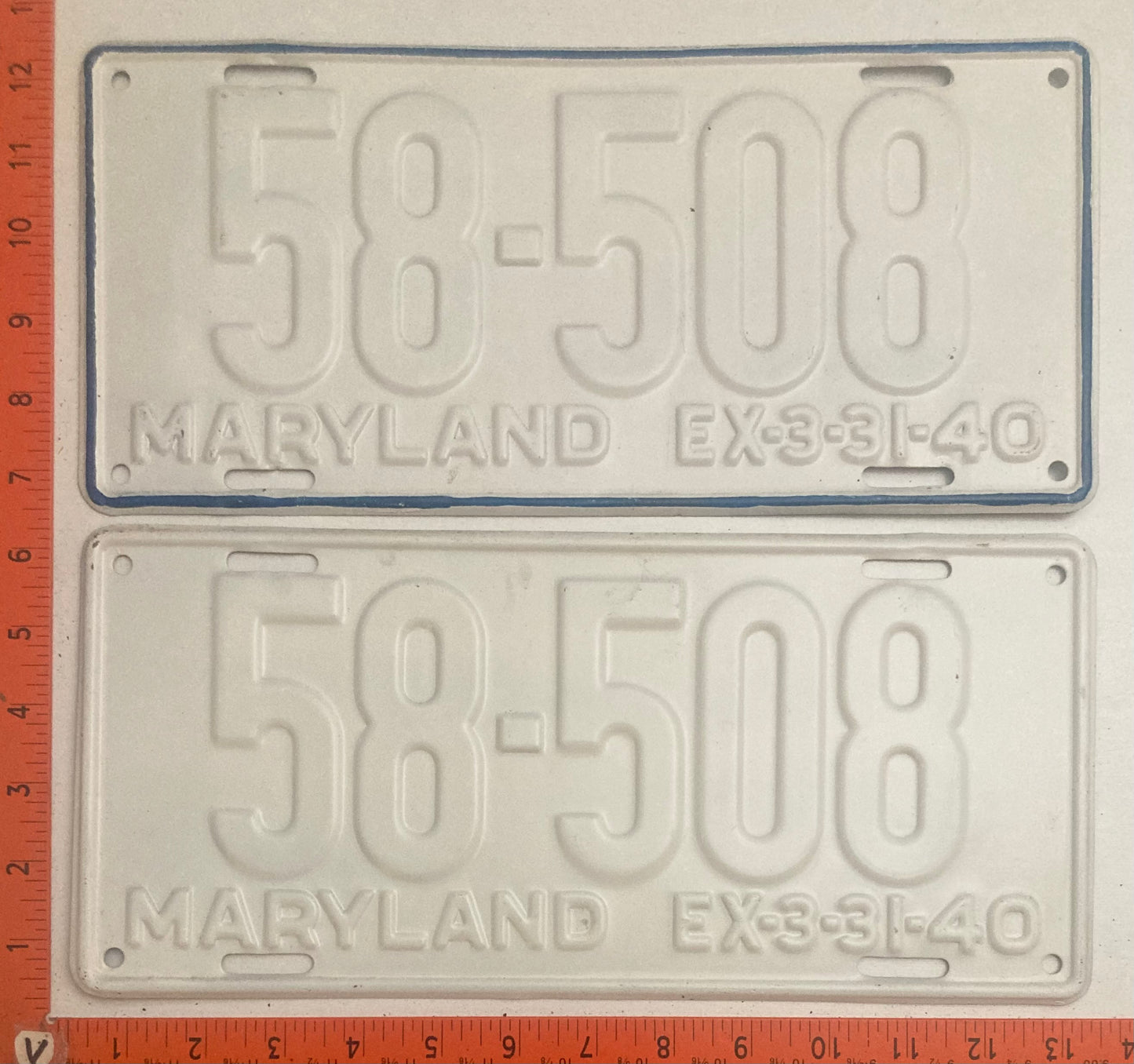 1940 Maryland #310-316 Passenger License Plate PAIR
