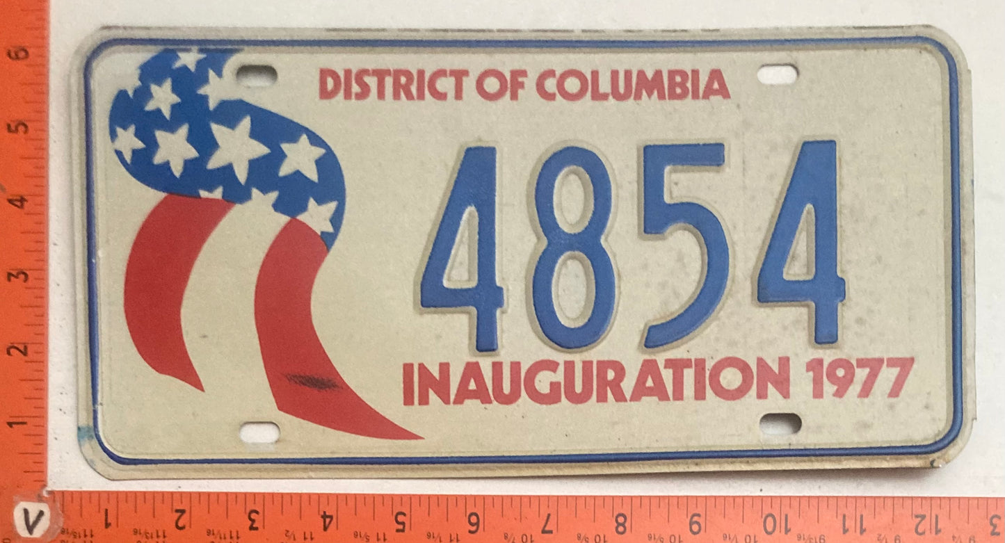 1977 Washington, DC #4854 Presidential Inaugural Passenger License Plate