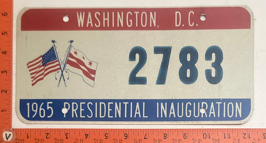 1965 Washington, DC #2783 Presidential Inaugural Passenger License Plate