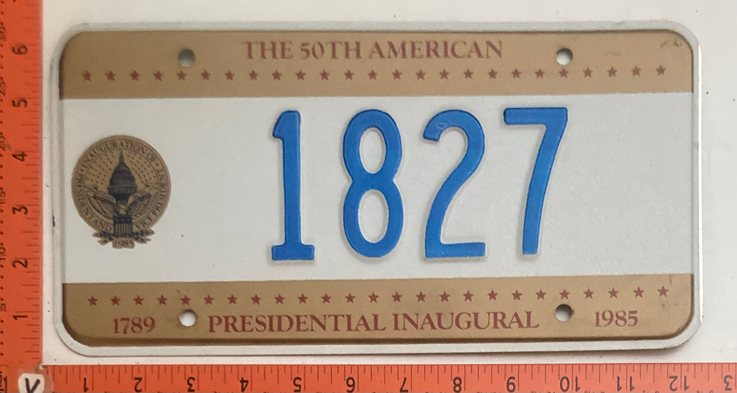 1985 Washington, DC #1827 Presidential Inaugural License Plate