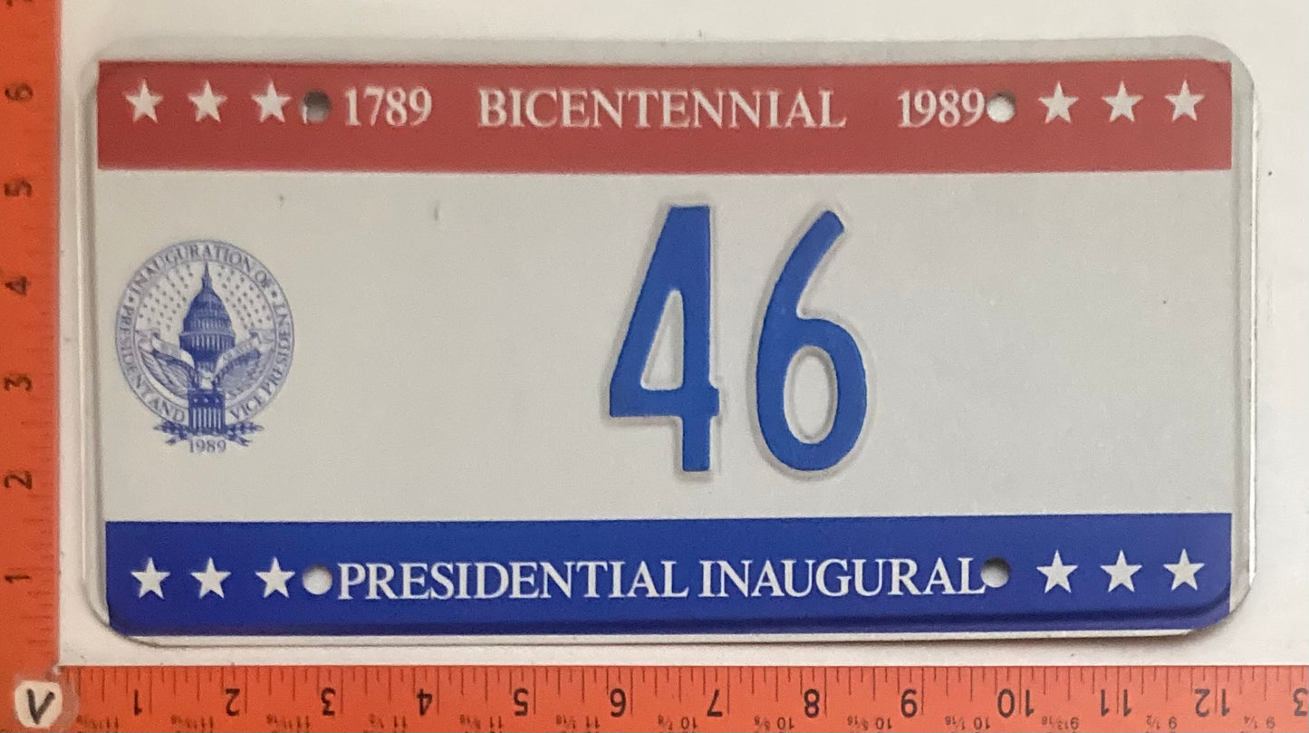 1989 Washington, DC #46 Presidential Inaugural Passenger License Plate