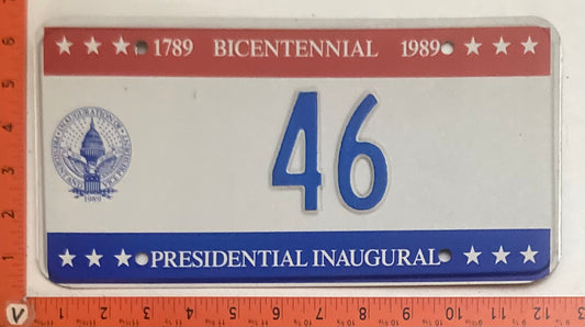 1989 Washington, DC #46 Presidential Inaugural Passenger License Plate
