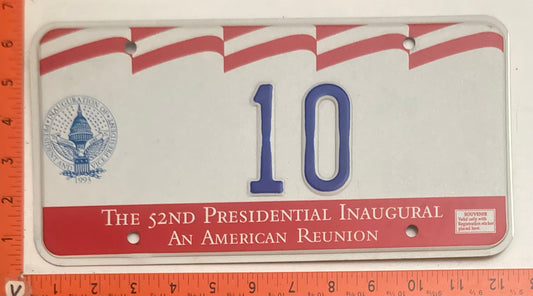 1993 Washington, DC #10 Presidential Inaugural Passenger License Plate