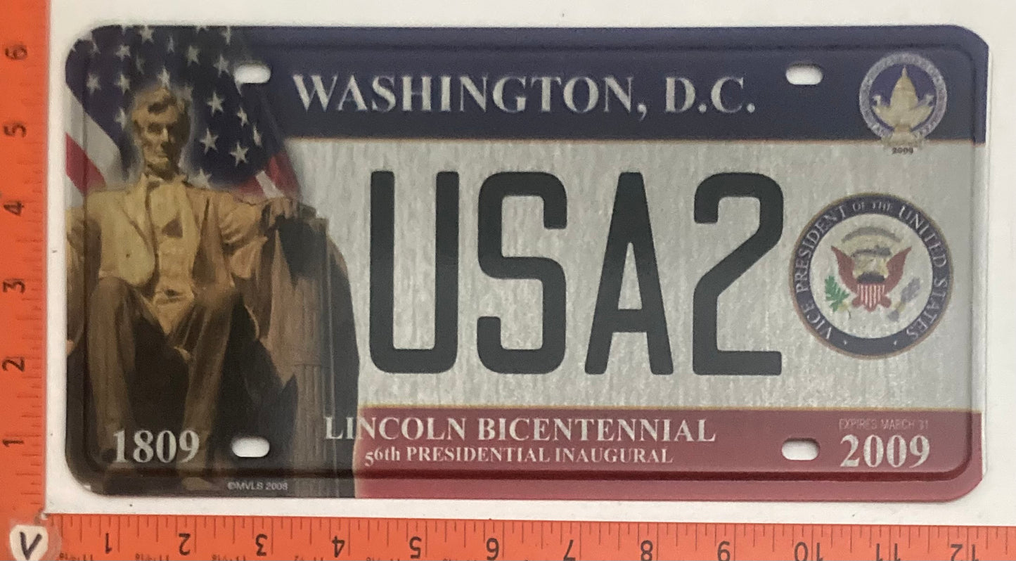 2009 Washington, DC #USA2 Presidential Inaugural Passenger License Plate