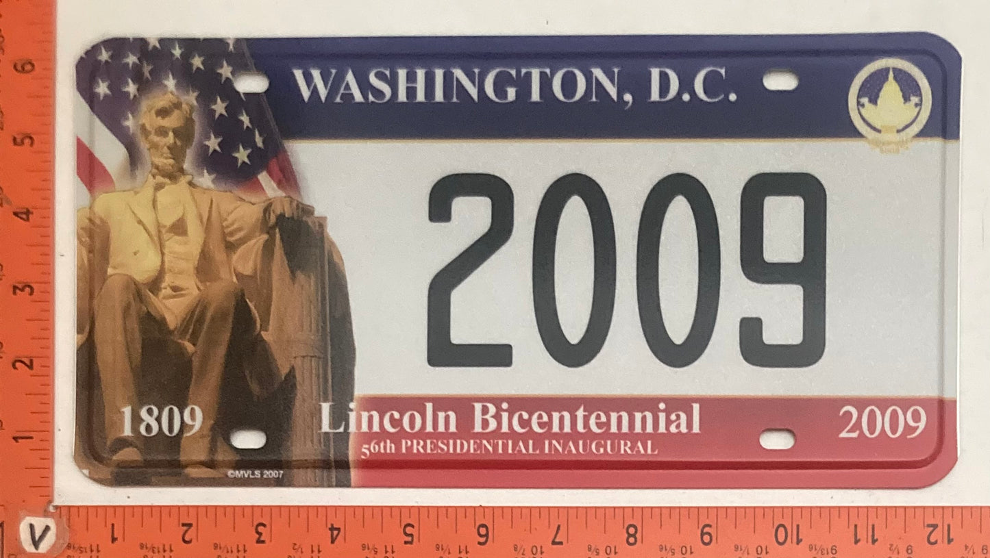 2009 Washington, DC #2009 Presidential Inaugural Passenger License Plate