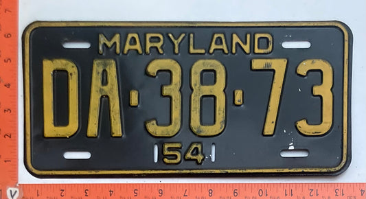 1954 Maryland #DA-38-73 Passenger License Plate