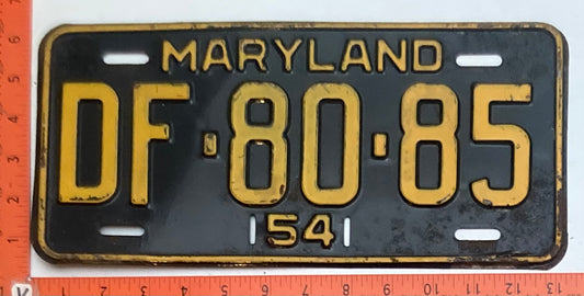 1954 Maryland #DF-80-85 Passenger License Plate