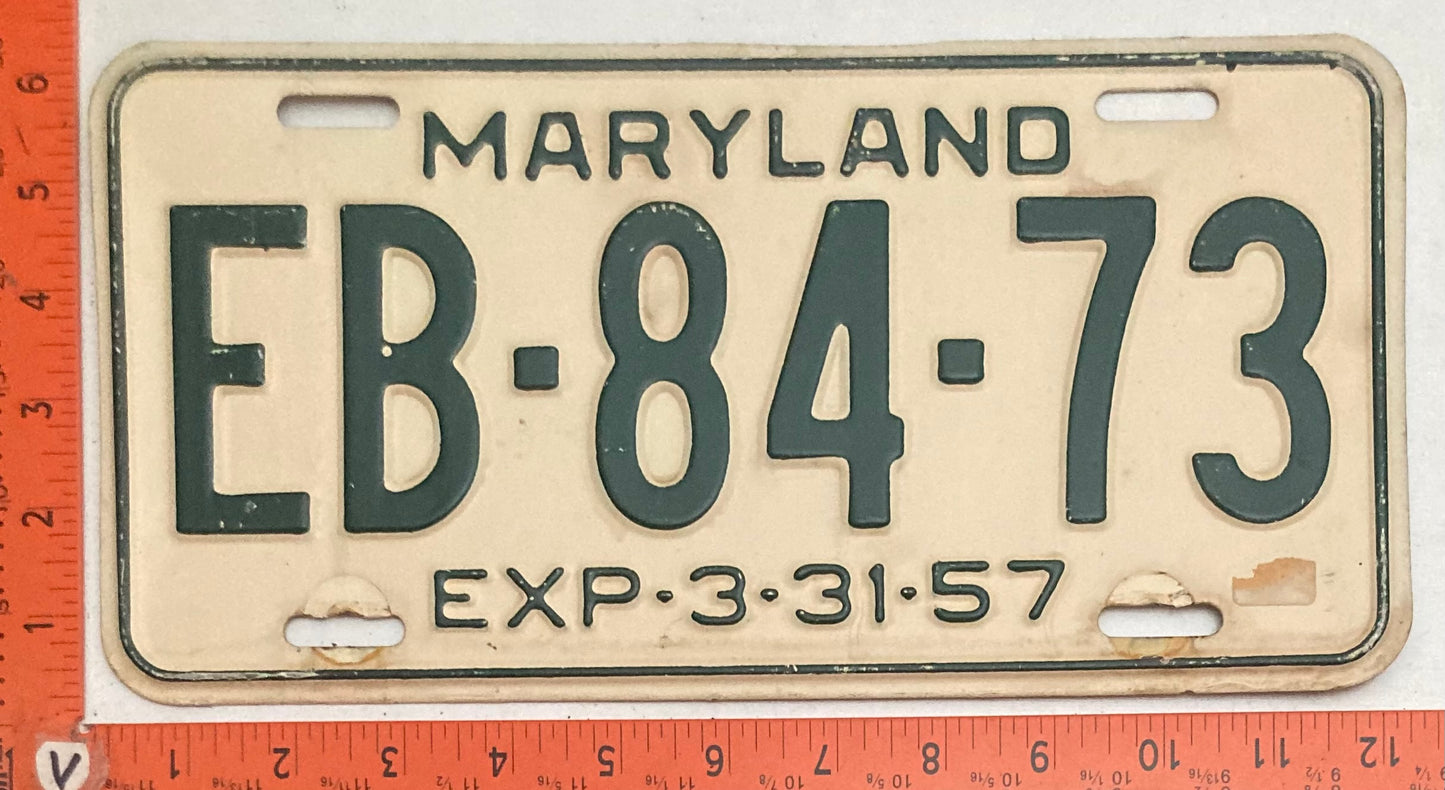 1957 Maryland #EB-84-73 Passenger License Plate