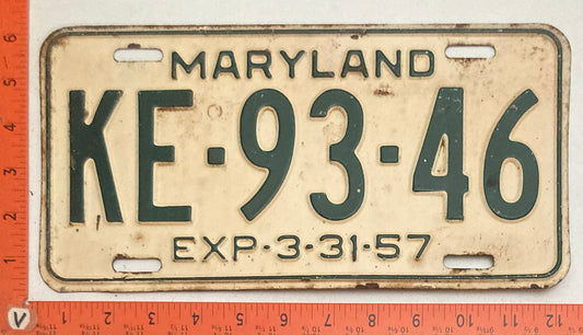1957 Maryland #KE-93-46 Passenger License Plate