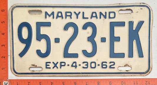 1962 Maryland #95-23-EK Truck License Plate