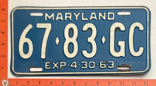 1963 Maryland #67-83-GC Truck License Plate