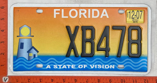 2007 Florida #XB478 Passenger License Plate
