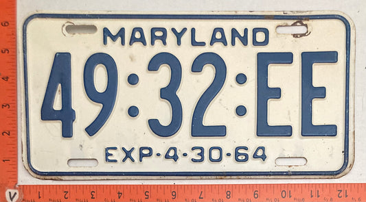 1964 Maryland #49:32:EE Truck License Plate