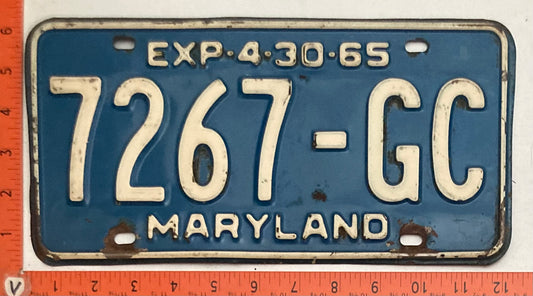 1965 Maryland #7267-GC Truck License Plate