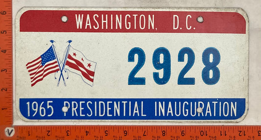 1965 Washington, DC #2928 Presidential Inaugural Passenger License Plate
