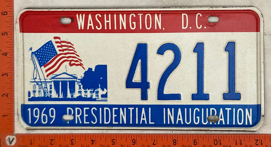 1969 Washington, DC #4211 Presidential Inaugural Passenger License Plate