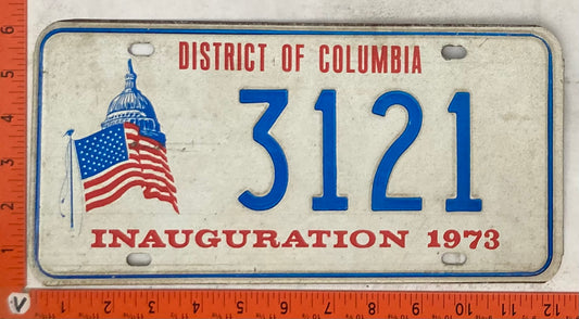 1973 Washington, DC #3121 Presidential Inaugural Passenger License Plate