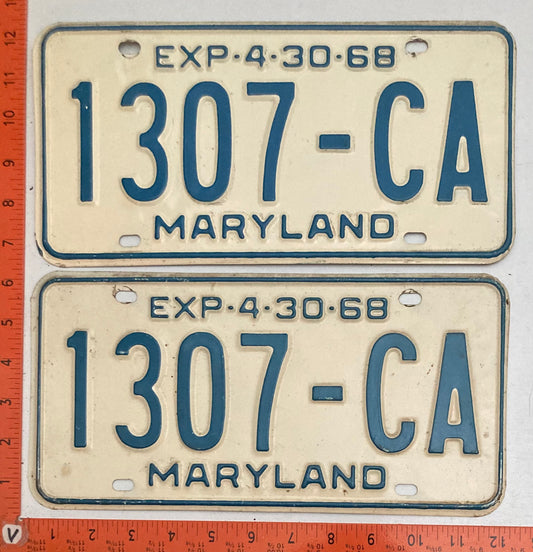 1968 Maryland #1307-CA Truck License Plate PAIR