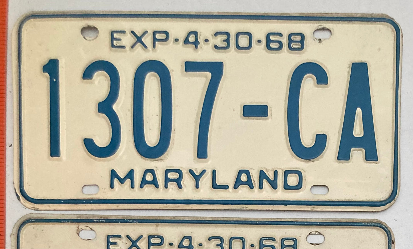 1968 Maryland #1307-CA Truck License Plate PAIR