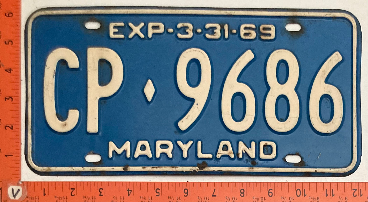 1969 Maryland #CP-9686Passenger License Plate