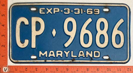 1969 Maryland #CP-9686Passenger License Plate