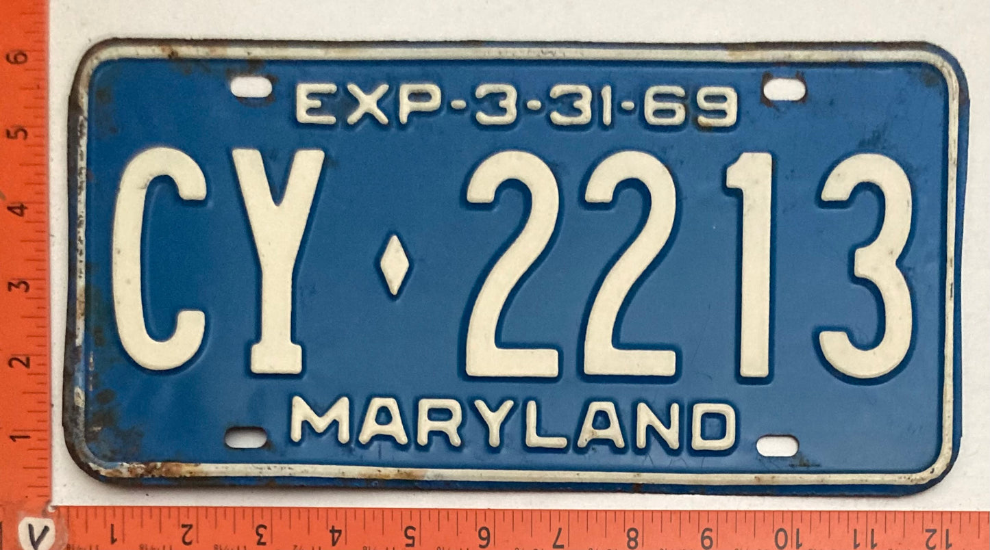 1969 Maryland #CY-2213Passenger License Plate