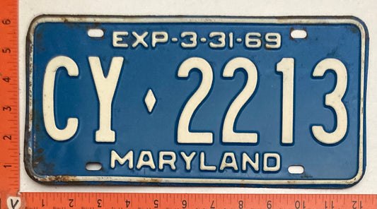 1969 Maryland #CY-2213Passenger License Plate