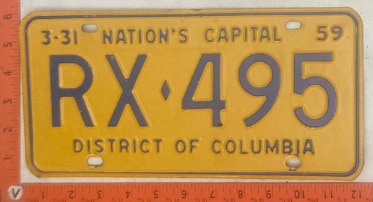 1959 Washington, DC #RX-495 Passenger License Plate