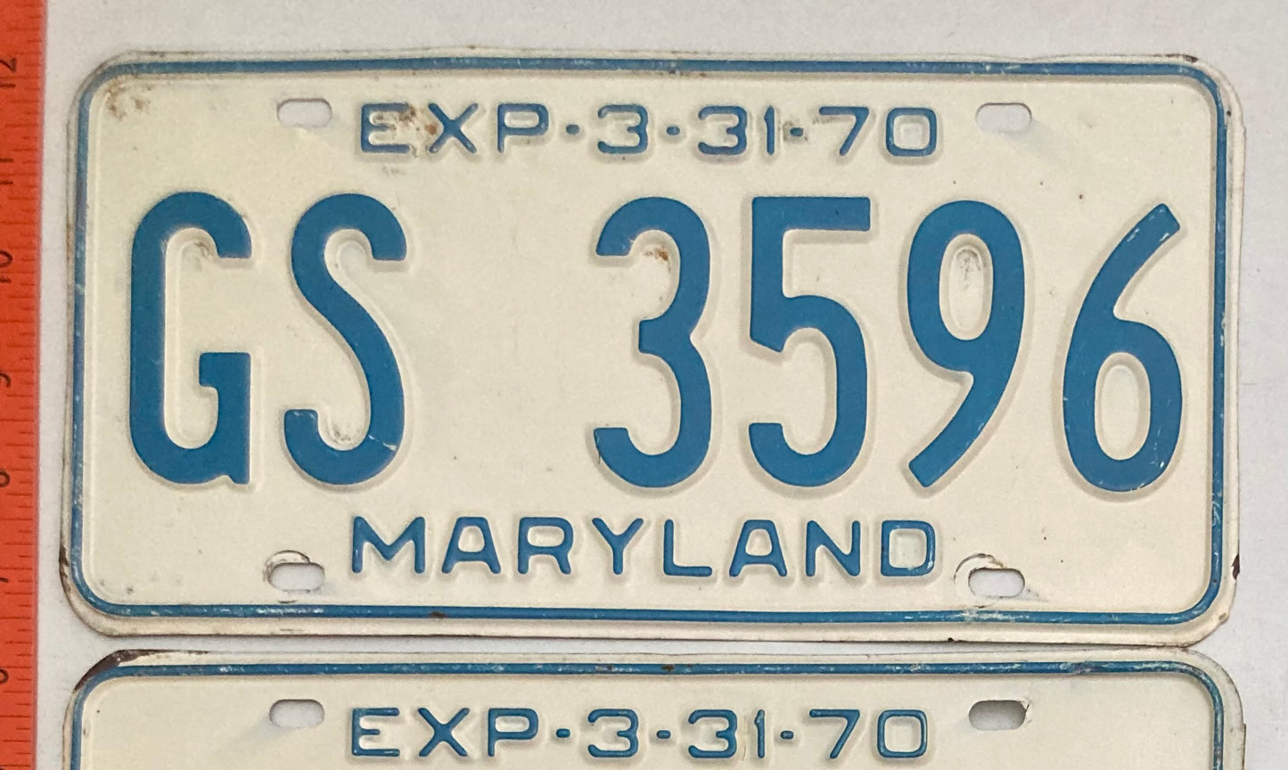 1970 Maryland #GS 3596 Passenger License Plate PAIR