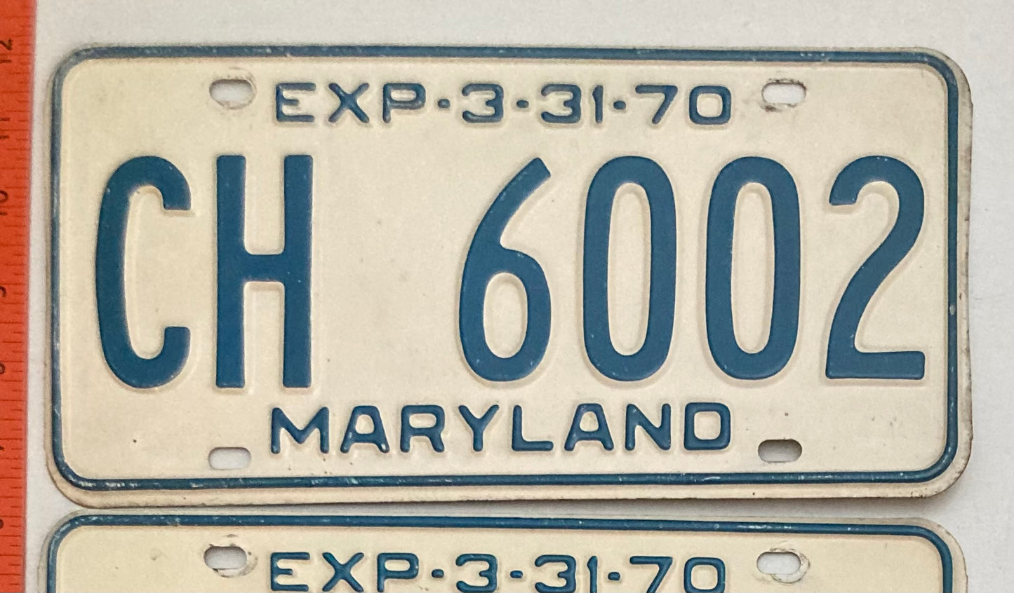 1970 Maryland #CH 6002 Passenger License Plate PAIR