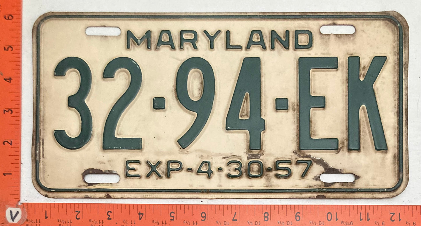 1957 Maryland #32-94-EK Truck License Plate