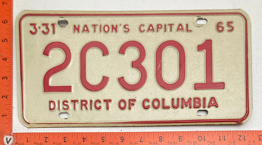1965 Washington, DC #2C301 Passenger License Plate