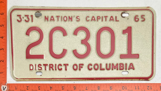 1965 Washington, DC #2C301 Passenger License Plate