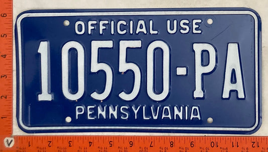 Undated Pennsylvania #10550-PA Government License Plate