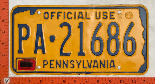 Undated Pennsylvania #PA-21686 Government License Plate