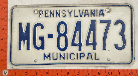 Undated Pennsylvania #MG-84473 Municipal Government License Plate