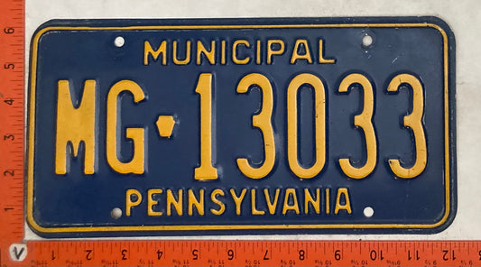 Undated Pennsylvania #MG-13033 Municipal Government License Plate