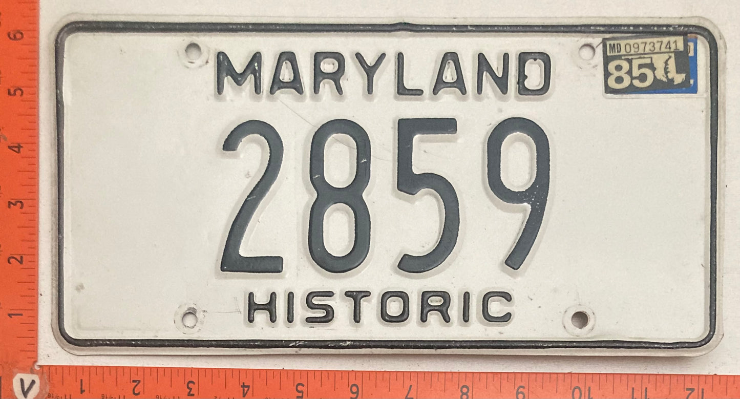 1985 Maryland #2859 Historic License Plate