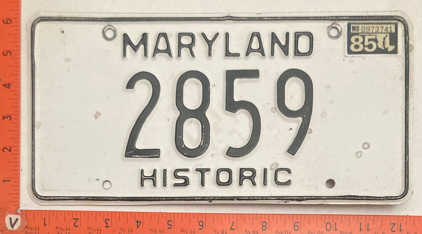 1985 Maryland #2859 Historic License Plate