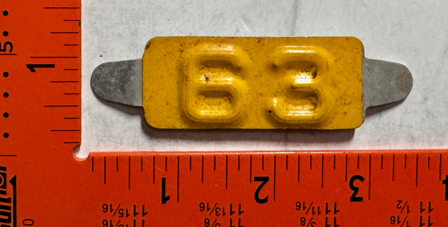 1963 Maine Passenger License Plate Date Tab