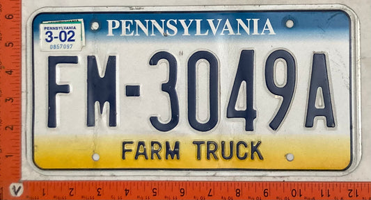 2002 Pennsylvania #FM-3049A Farm Truck License Plate