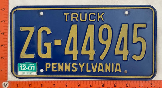 2001 Pennsylvania #ZG-44945 Truck License Plate