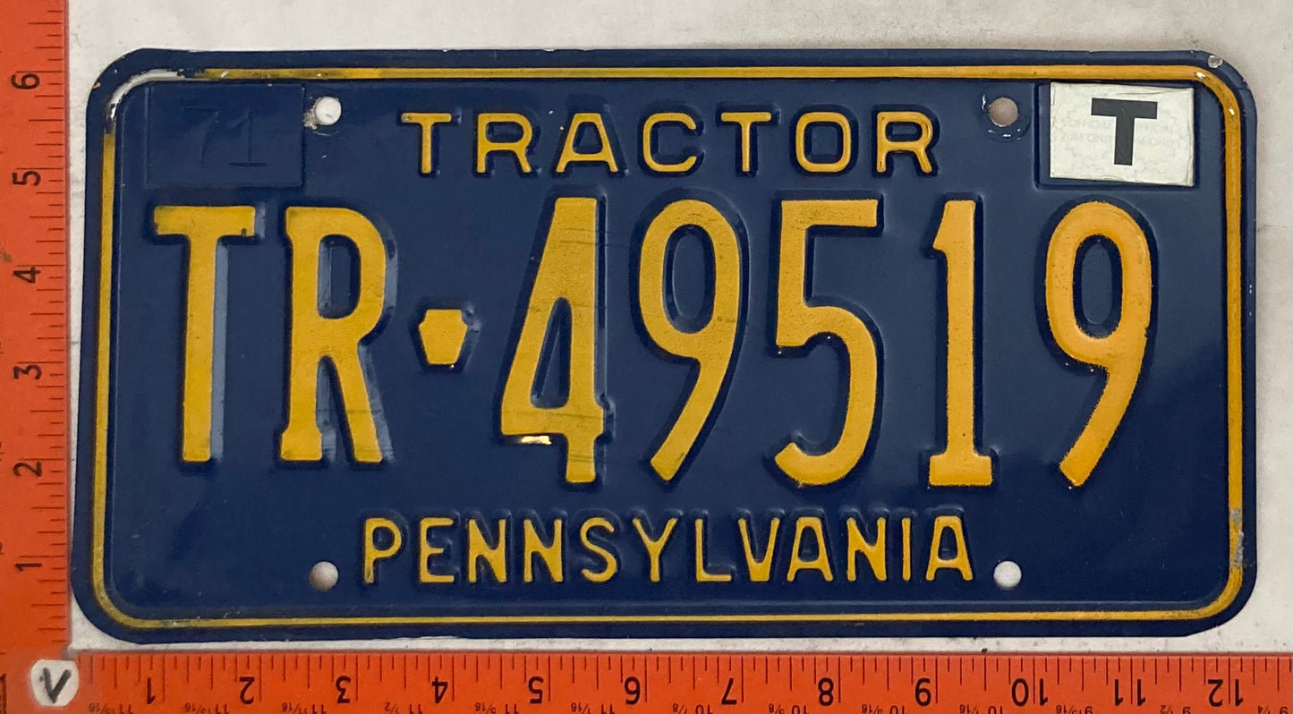 1971 Pennsylvania #TR-49519 Tractor License Plate