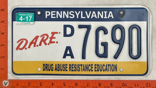 2017 Pennsylvania #D/A 7G90 Passenger License Plate