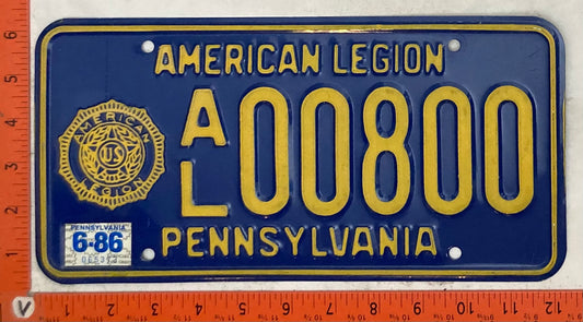 1986 Pennsylvania #A/L 00800 Passenger License Plate