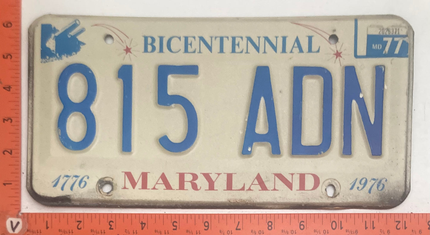 1977 Maryland #815 ADN Passenger Bicentennial License Plate