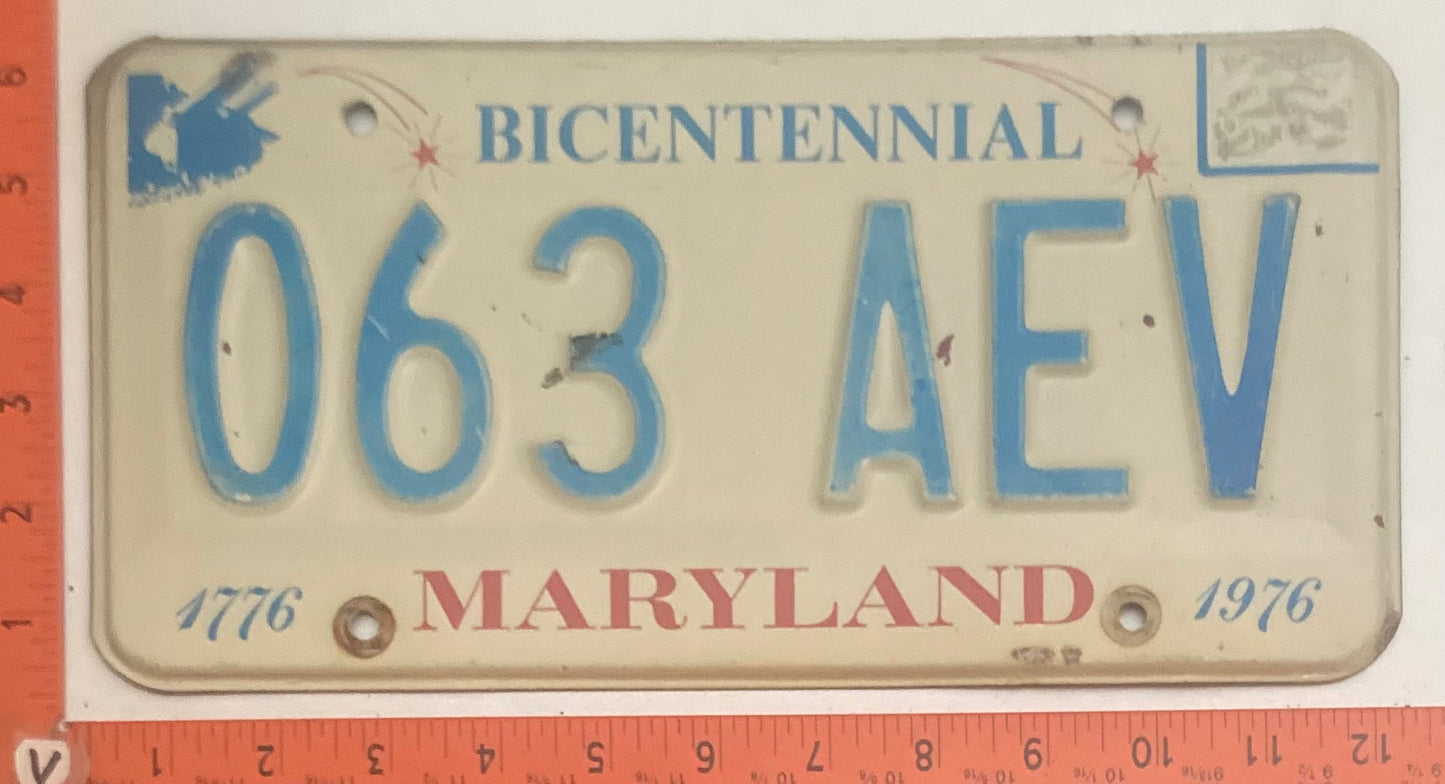 Maryland #063 AEV Passenger Bicentennial License Plate