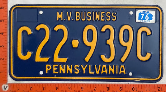 1976 Pennsylvania #C22-939C MV Business License Plate