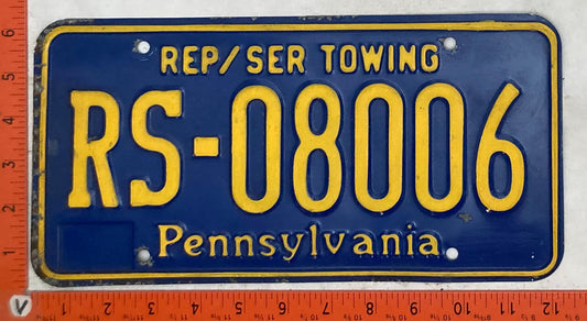Undated Pennsylvania #RS-08006 Repair/Service Towing License Plate