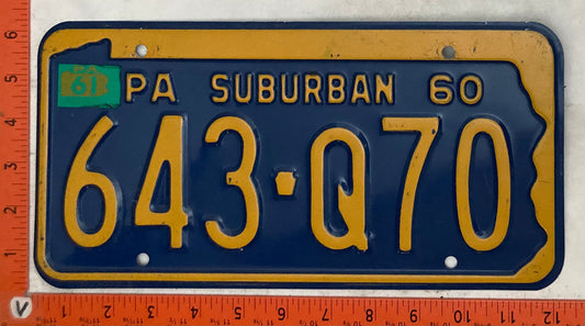 1961 Pennsylvania #643-Q70 Suburban License Plate